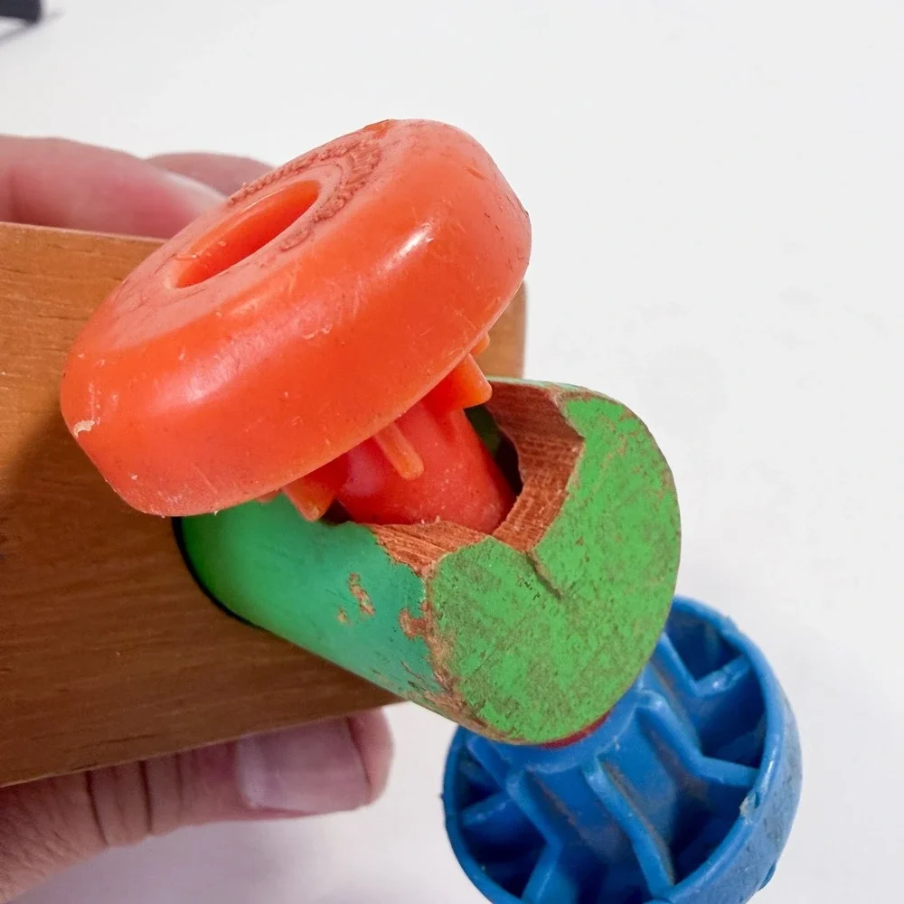 Vintage 1971 Mattel Wooden Toy Car‎ Toddler Push Pull Vehicle Taiwan